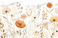 Neutral Floral Line Drawing Soft Pattern Background Product Image 1