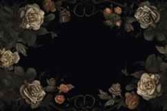 Black rose flower frame digital paper, black rose vintage Product Image 1