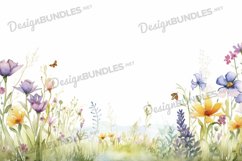 Watercolor wild flower flat lay Background Product Image 1