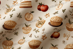 Pumpkin Pies and Apples Autumn Background Product Image 1