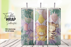 Jungle Safari Balloons Animal Tumbler Wrap Sublimation PNG Product Image 1