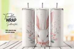 Minimal Bunny White 20oz Tumbler Wrap Product Image 1