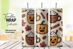 Fall Mug Pumpkin Face Tumbler Wrap Product Image 1