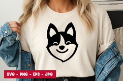 Smiling Husky Cartoon Face Art SVG PNG Product Image 1
