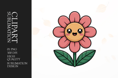 Cute Smiling Flower Clipart PNG Product Image 1