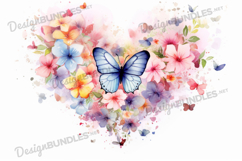 Watercolor butterfly heart, Butterfly shaped digital paper Product Image 1