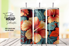 Orange Tropical Hibiscus Tumbler Wrap PNG Product Image 1