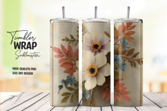 Autumn Floral Watercolor Tumbler Wrap PNG Product Image 1