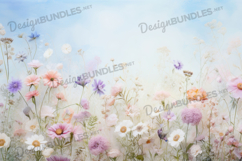 Tranquil Sky Meadow Wildflowers Background Product Image 1