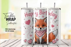 Happy Fox Birthday Heart Wrap PNG Product Image 1