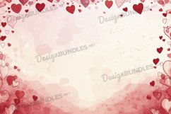 Valentine hearts Flat Lay Background, Watercolor hearts Product Image 1