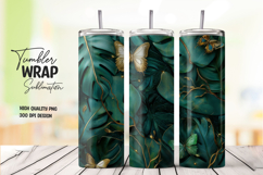 Dark Teal Gold Leaves Elegant Tumbler Wrap Product Image 1