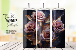 Vintage Purple Rose 20oz Tumbler Wrap Sublimation PNG Product Image 1