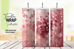 Soft Rose Heart Tumbler Wrap for Valentine&#039;s Sublimation Product Image 1