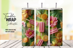 Tropical Fruit Ice Cream Tumbler Wrap Sublimation PNG Product Image 1