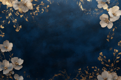 Elegant Dark Blue Gold Floral Background Product Image 1