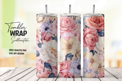 Pink Rose Floral Tumbler Wrap Product Image 1