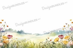 Watercolor wild flower flat lay Background Product Image 1