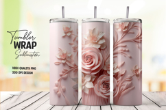 Pink Floral Tumbler Wrap PNG Product Image 1