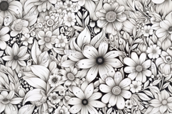 Intricate Black and White Flower Illustration Background Product Image 1