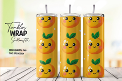 Kawaii Orange Fruit Tumbler Wrap PNG Product Image 1