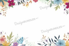 Watercolor floral frame Digital paper, floral background Product Image 1