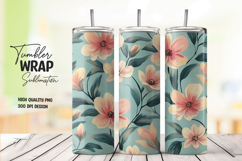 Aqua Coral Floral Tumbler PNG Product Image 1
