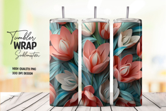3d Teal Pink Tulip Tumbler Wrap Product Image 1