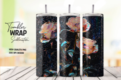Pink Rose and Stars Night Theme Tumbler Wrap PNG Product Image 1