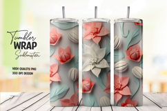 3d Blue Pink Rose Floral Tumbler PNG Product Image 1