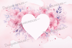 Watercolor pink heart frame background Product Image 1