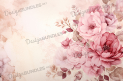 Romantic Peony Blossom Pastel Watercolor Background Product Image 1