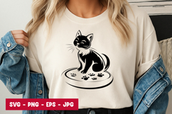 Cute Cat Sitting Paw Print Art SVG PNG Product Image 1