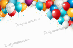 Colorful party balloons, birthday invitation background Product Image 1