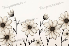 Sketch Floral on White Background Product Image 1
