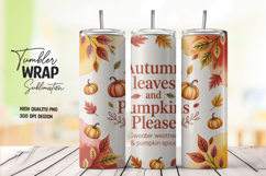 Autumn Leaves and Pumpkin Please Retro Tumbler Wrap PNG Product Image 1