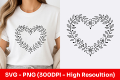 Floral Heart Wreath Clipart SVG PNG Product Image 1