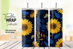 Sunflower on Dark Blue Background Tumbler Wrap Product Image 1