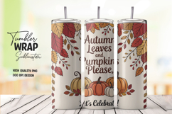 Autumn Leaves Pumpkin Please Let’s Celebrate Tumbler Wrap Product Image 1