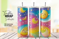 Happy Sun and Rainbow Tumbler Wrap PNG Product Image 1