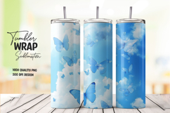 Blue Floral Butterfly Tumbler Wrap Product Image 1