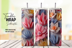 3d Teal Pink Floral Tumbler Wrap Product Image 1