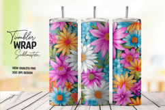 Rainbow Floral tumbler wrap png Product Image 1