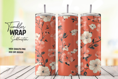 Coral Floral tumbler wrap png Product Image 1