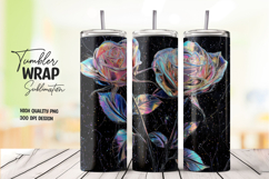 Neon Glowing Rose Pattern Tumbler Wrap PNG Product Image 1