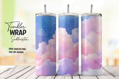 Pink and Blue Cloud Sky Tumbler Wrap PNG Product Image 1