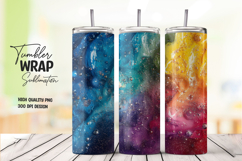 Blue and Pink Cosmic Aurora Tumbler Wrap Sublimation PNG Product Image 1