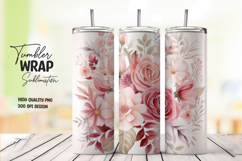 Pink Rose tumbler wrap png Product Image 1