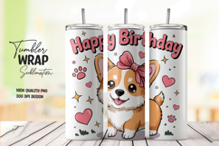 Cute Corgi Heart Birthday Wrap PNG Product Image 1