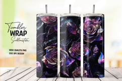 Dark Purple Night Rose Floral Tumbler Wrap PNG Product Image 1